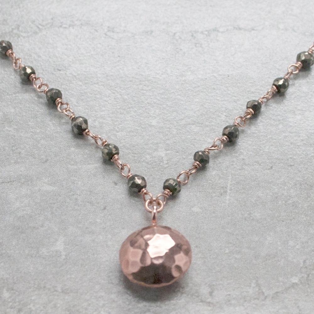 Rose gold gemstone & crystal necklace